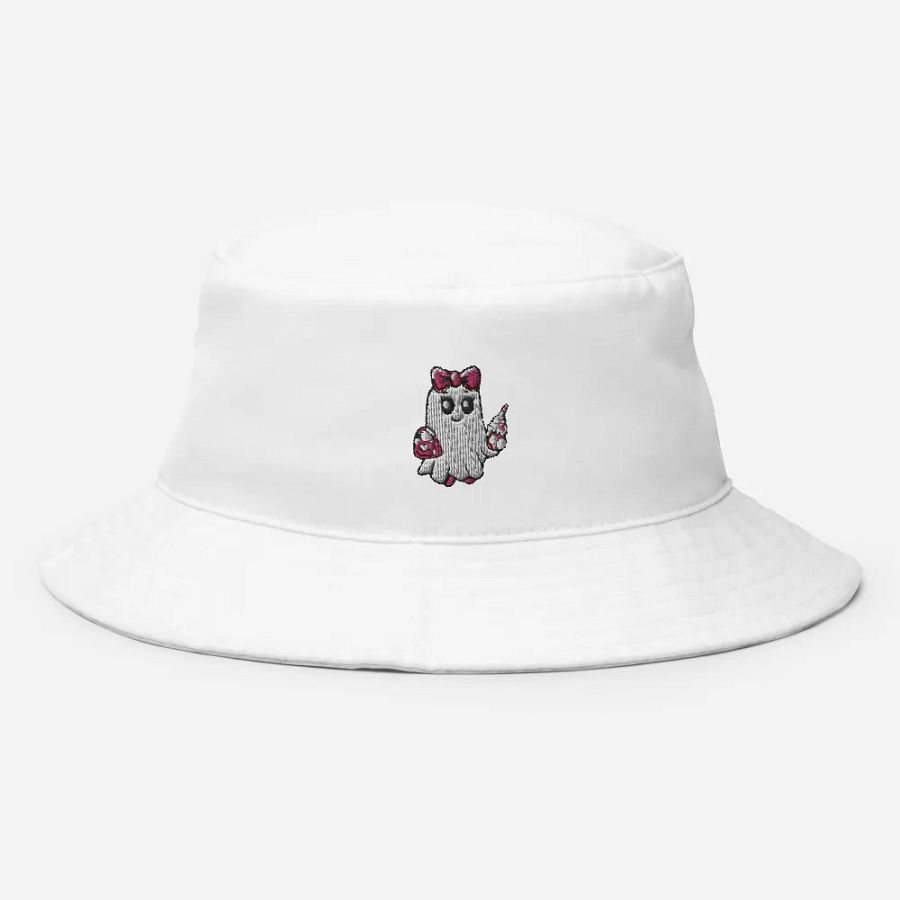 Cute Ghost Embroidered Cotton Bucket Hat product image (4)