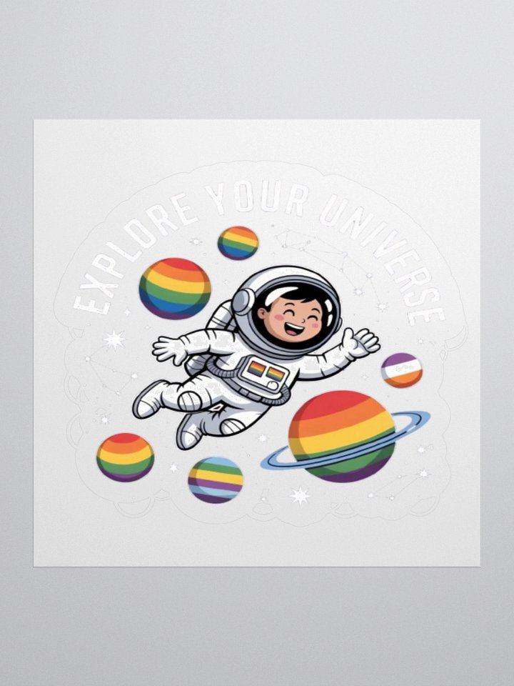 Exclusive 'Explore Your Universe' Astronaut Sticker with Rainbow Planets product image (3)