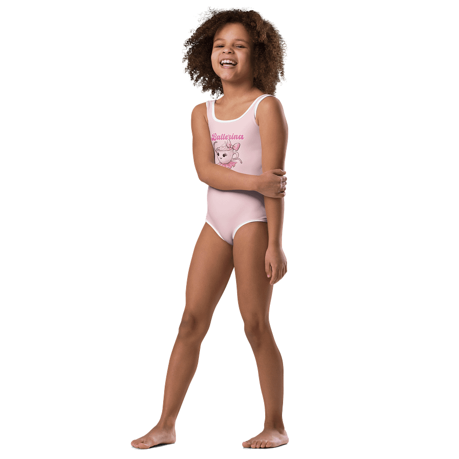 Ballerina Cappuccina watercolor design – Kid Girl Swimsuit product image (4)
