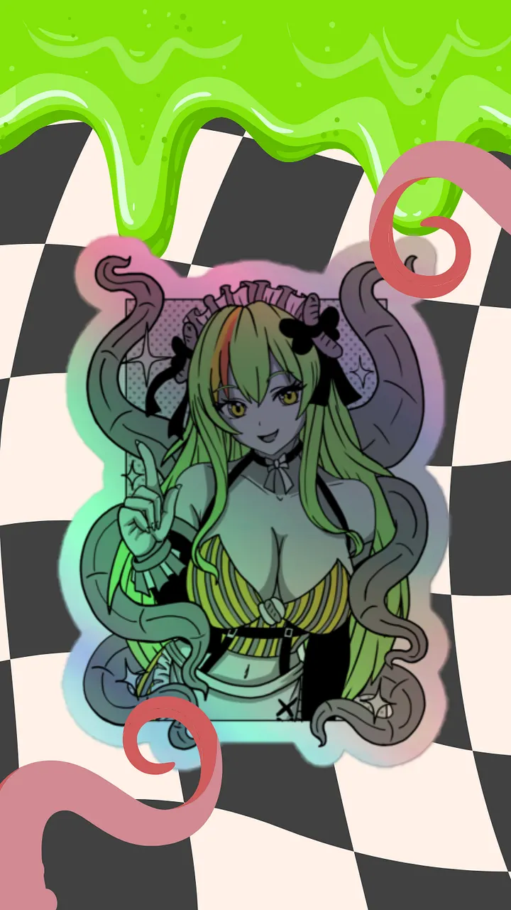 Hotdog Monster Girl Holographic Sticker product image (1)