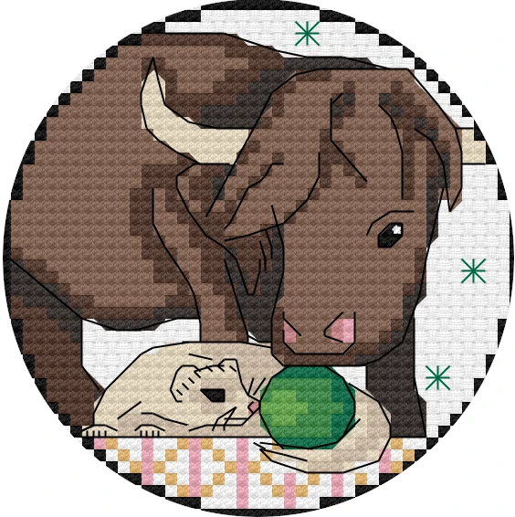 Zodiac Ferret - Taurus Emerald Ferret Cross Stitch Pattern (Digital PDF) product image (1)