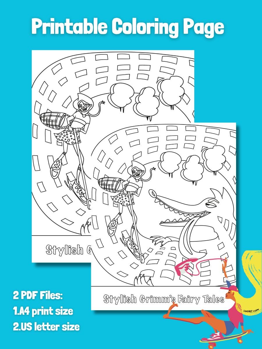 Printable Stylish Grimm's Fairy Tale Coloring Page PDF product image (2)