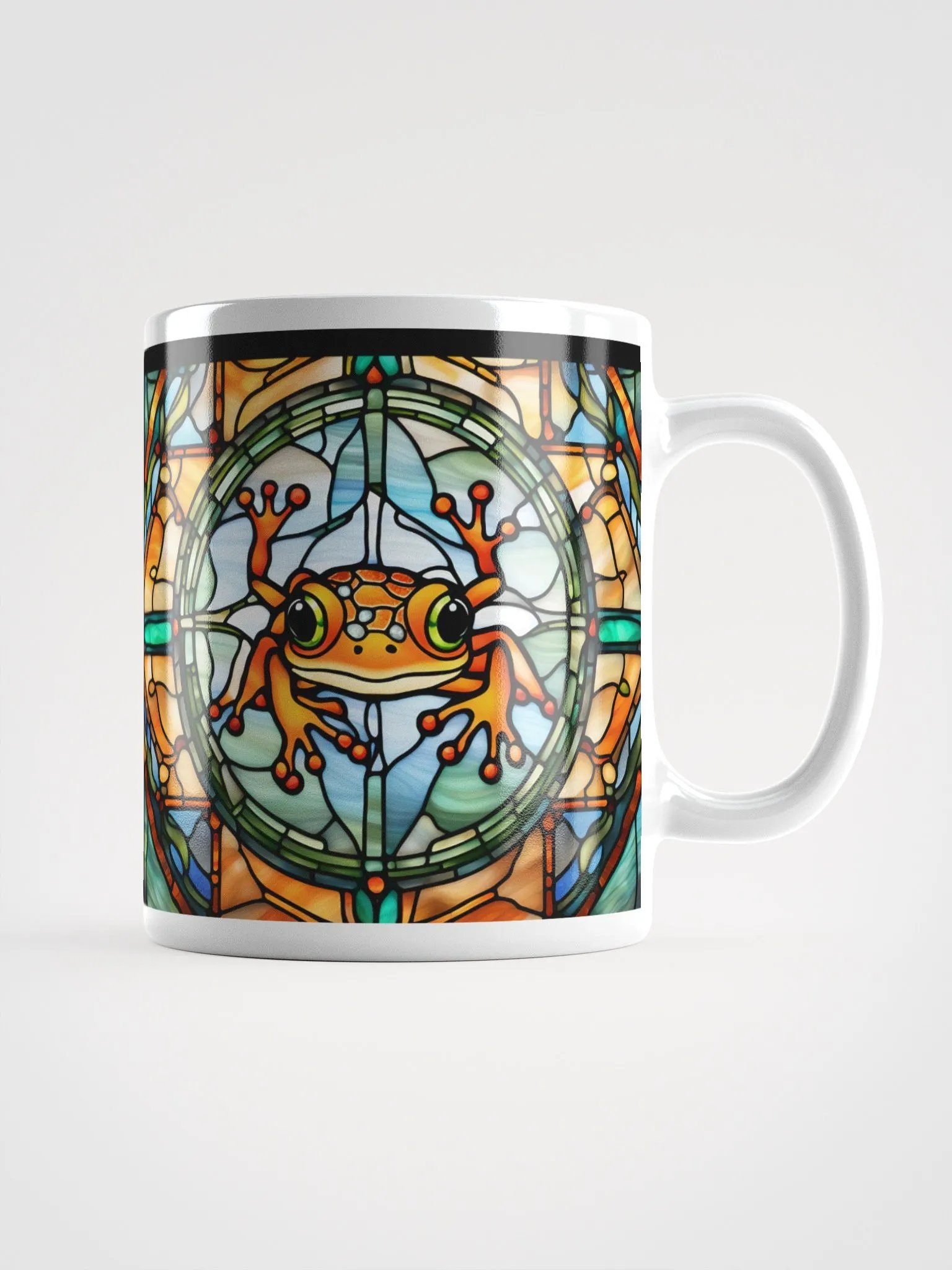 #004 Mrs. Orange Frog Stained Glass Mug product image (1)