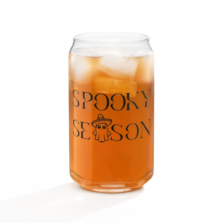 Spooky Season Sombrero Ghost Monochrome 16oz Can-Shaped Drinking Glass product image (2)