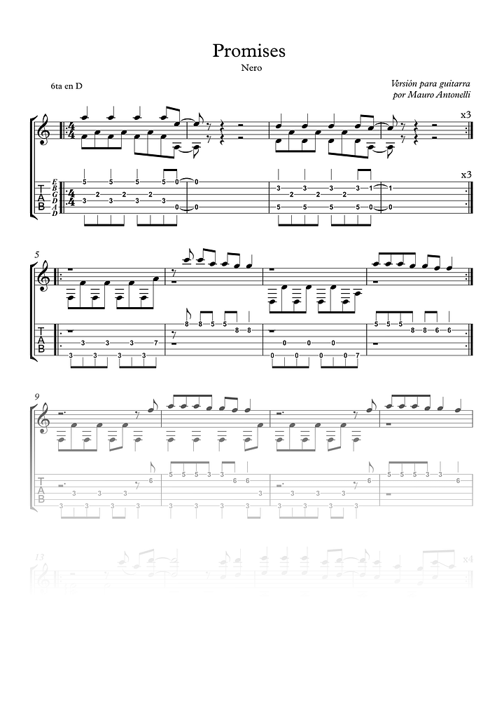 Promises - Partitura + Tabs + Backing product image (1)