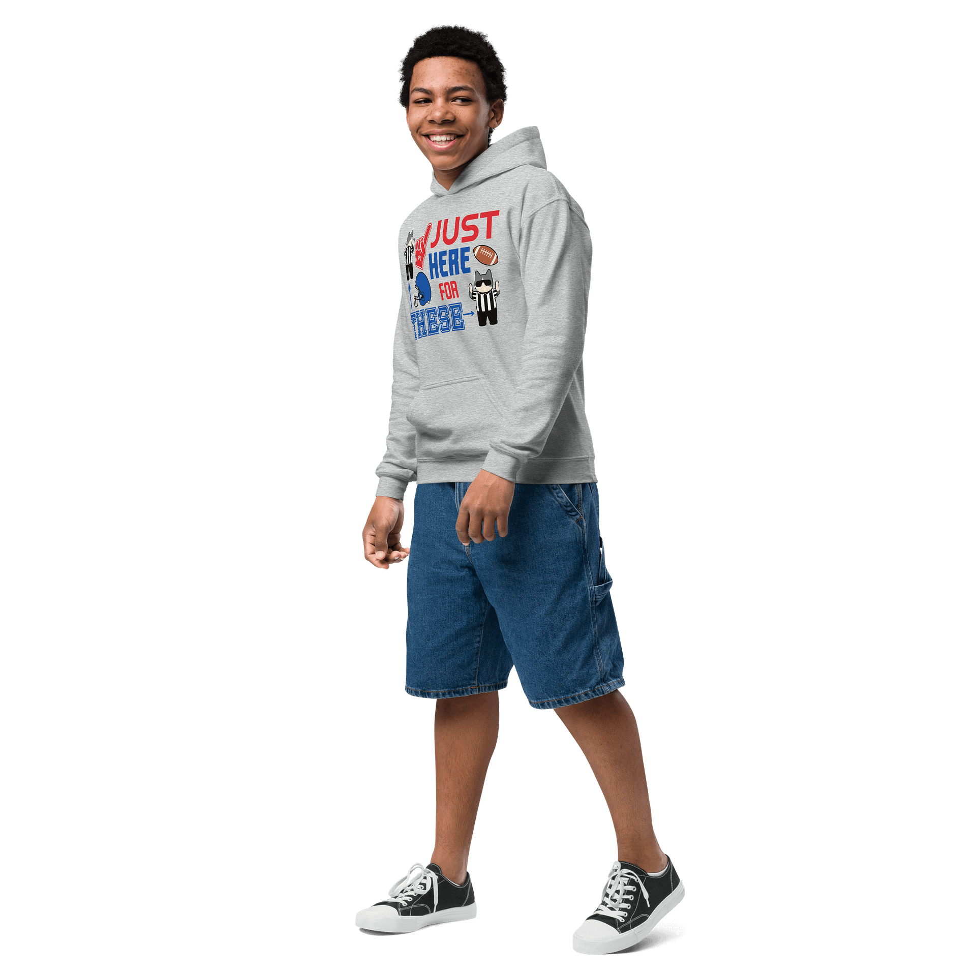 American Football Cat (JUST HERE FOR THESE - touchdown signals) - Unisex Youth Hoodie product image (13)