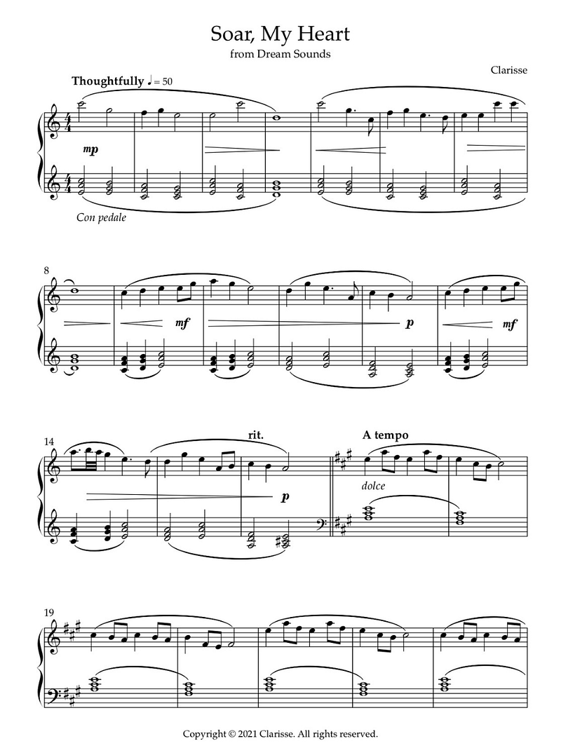 Soar, My Heart - Sheet Music