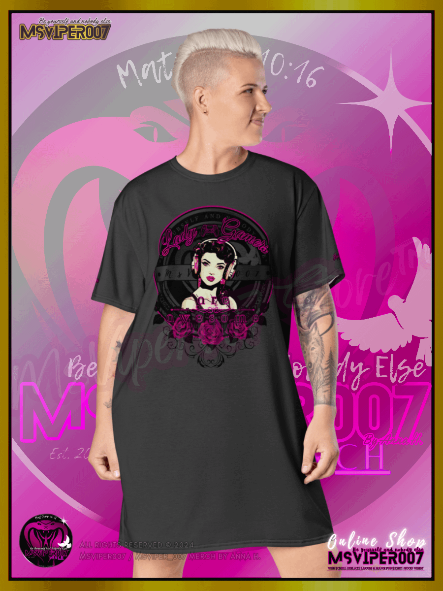 T-Shirt Dress - MsViper007's "Lady Gamers Are Awesome™ | [V3] (eclipse/solid)" T-Shirt Dress product image (7)