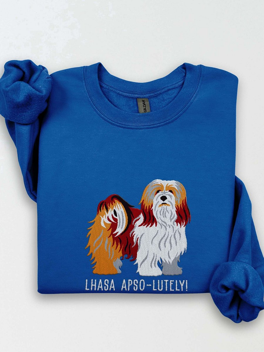 Lhasa Apso-lutely Sweatshirt (Embroidered) of a Lhasa Apso(Brown) product image (1)