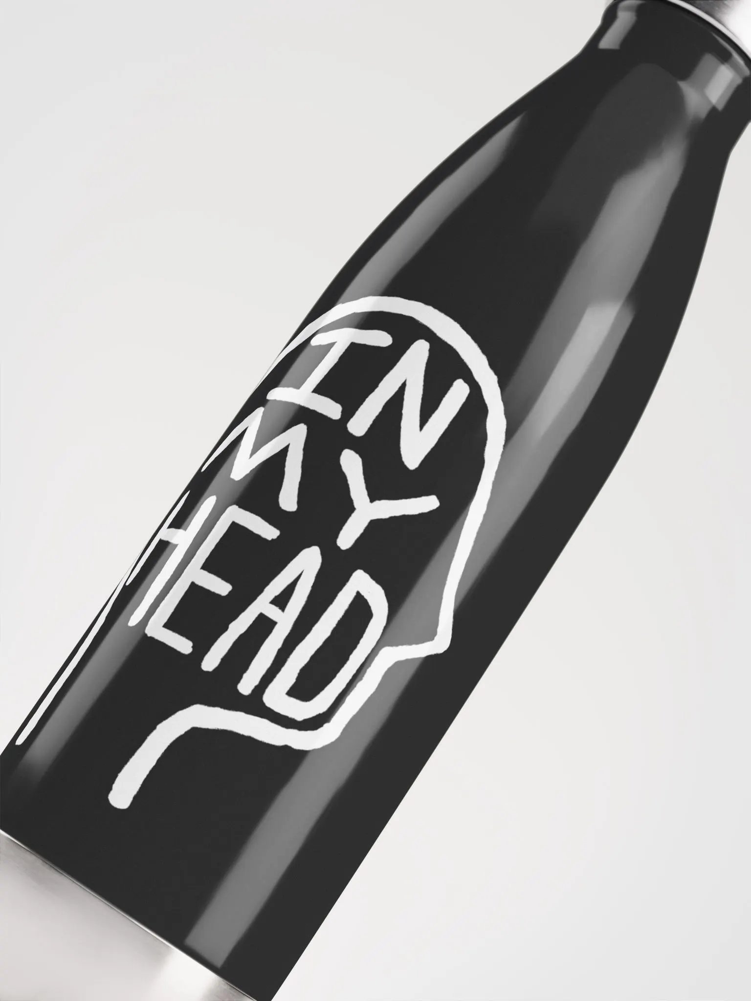 In My Head (white design) stainless steel water bottle product image (2)