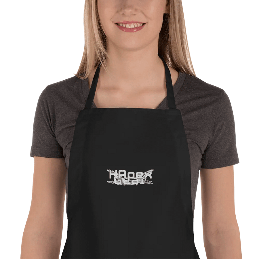 White HApex Gear Black Logo - Embroidered - Cooking Apron product image (1)