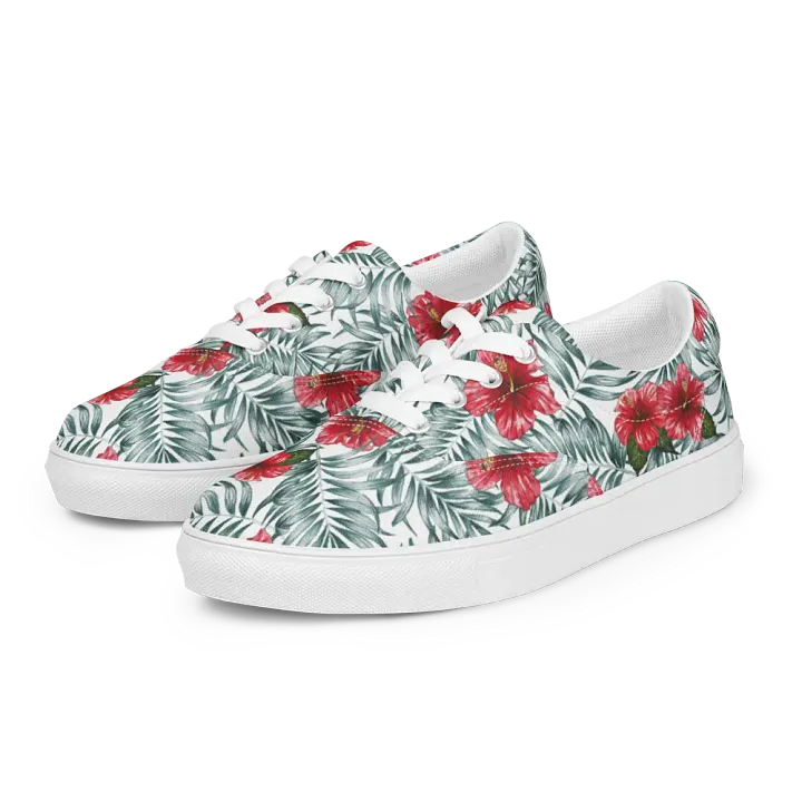 Hibiscus Leaf Design | Women's Lace-Up Canvas Shoes product image (2)
