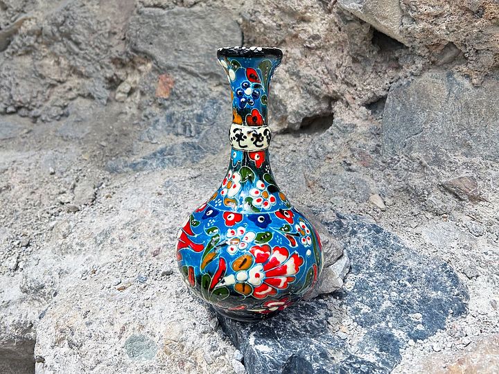 Ceramic vase (blue), Turkish Iznik style (Gözyaşi) — handmade pottery product image (2)