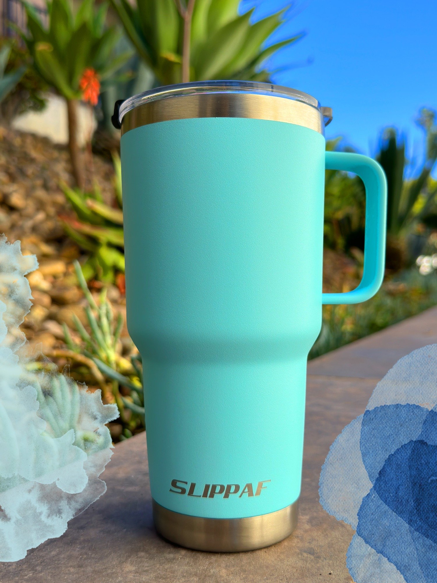 2 pack Tumbler 20 + 30 Oz With Handle, Lid and Straw (Blue) product image (2)