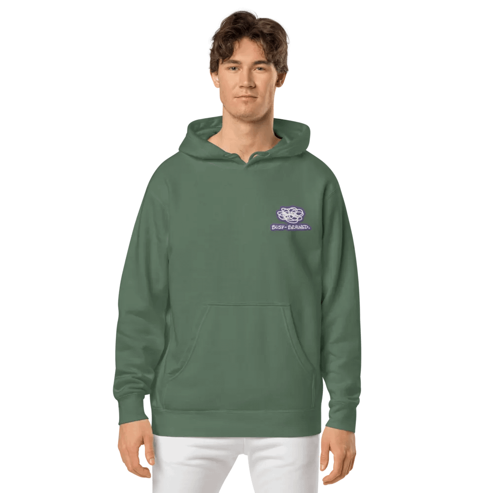 BUSY-BRAINED (L.C. purple bubble design 2) embroidered pigment hoodie product image (13)