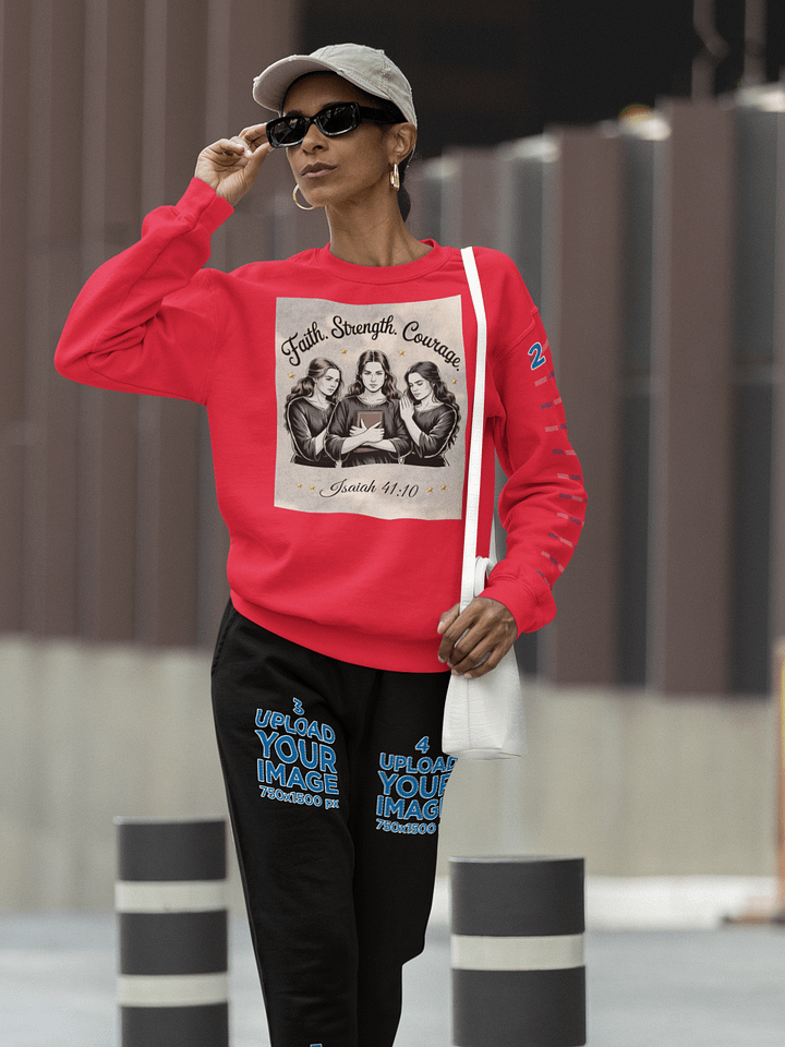 Faith Strength Courage Christian Women's Heritage Sweatshirt product image (16)