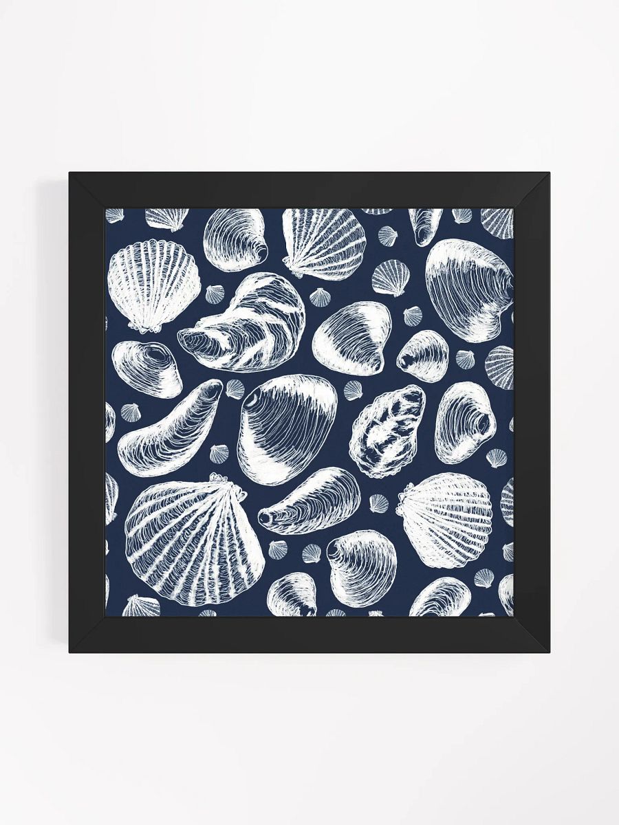 New England Tidal Treasures | White on Navy | by Monique Faella Designs™ | Framed Coastal Wall Art | Museum-Quality Print product image (1)