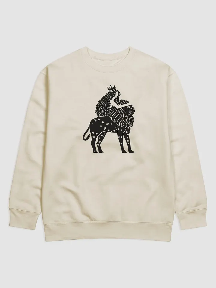 Midnight Comfort Premium Sweatshirt - Leo Zodiac Line Art | Stunning Lion Star Sign Artwork for Astrology Lovers product image (1)