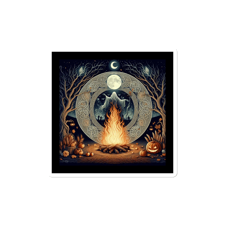 Samhain / Halloween Moon & Fire Die Cut, Slimline, Fade Proof Magnets product image (1)