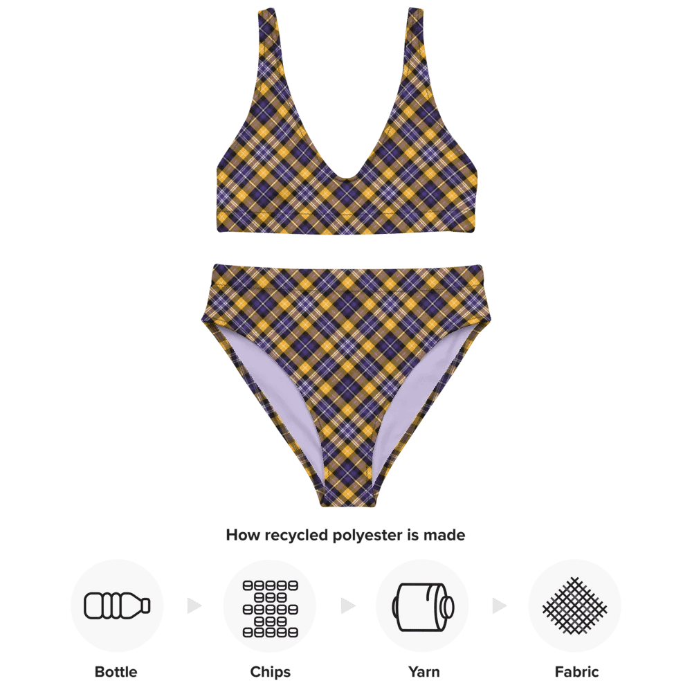 Purple and Yellow Gold Sporty Plaid Bikini product image (10)