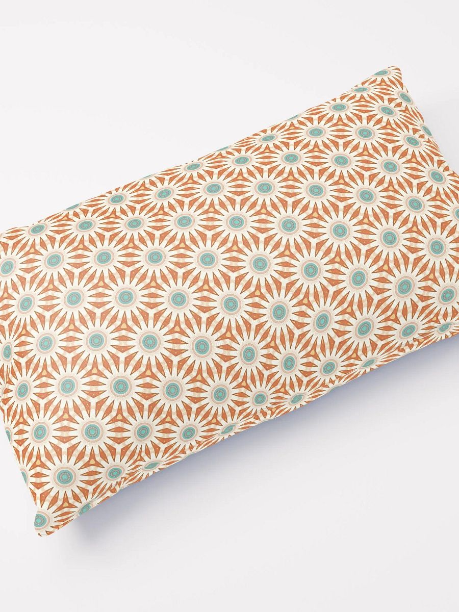 Orange Turquoise & Cream Floral Pillow product image (4)
