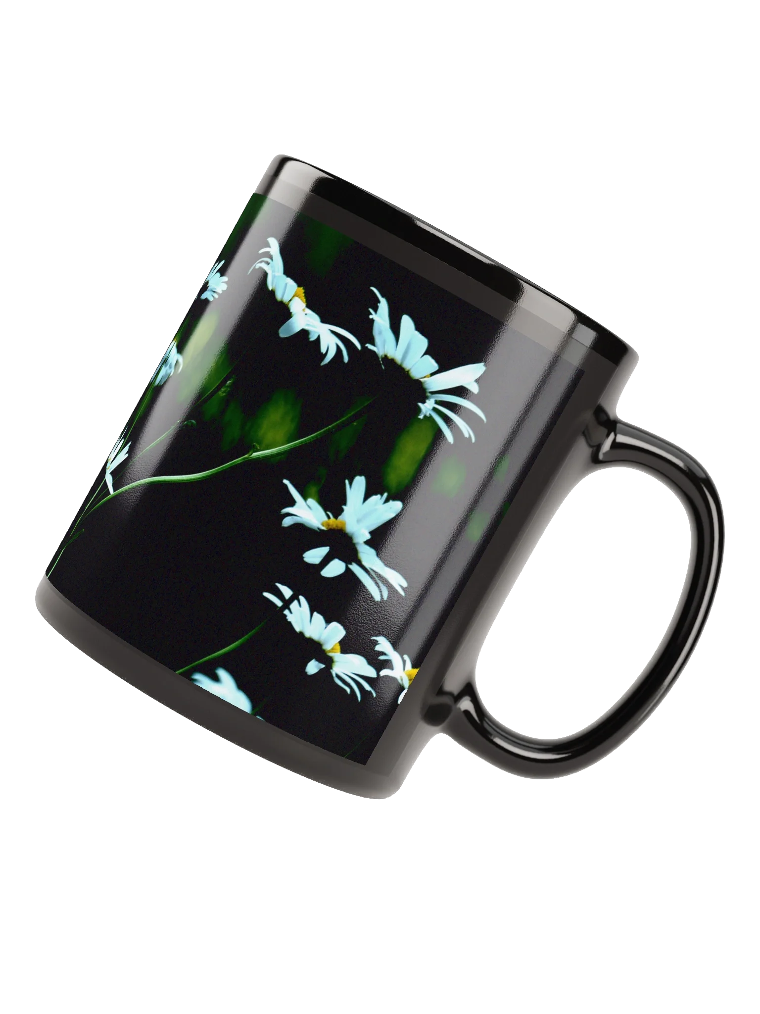 Keramiktasse schwarz - Blumenwiese bei Nacht product image (4)