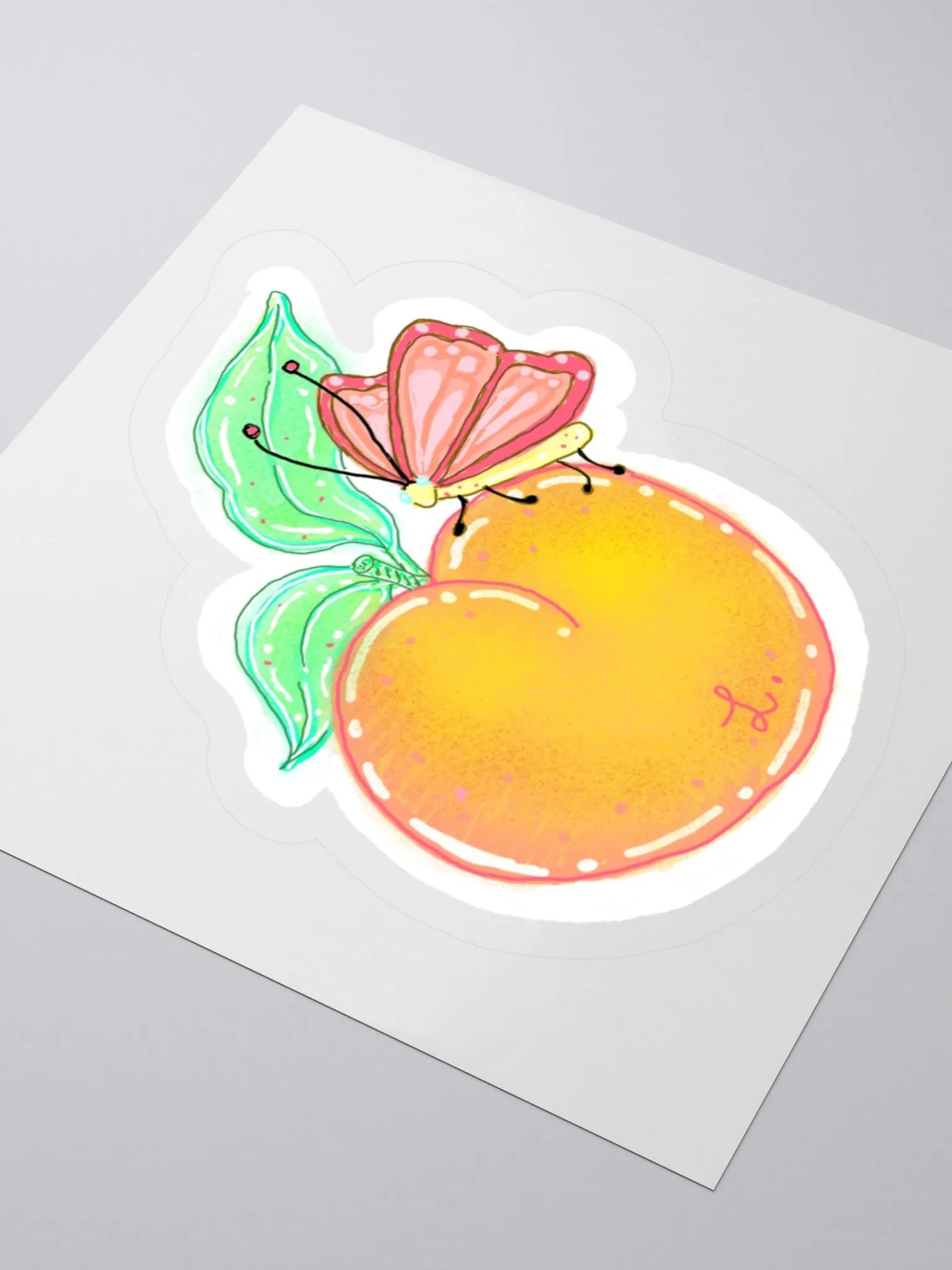 Whimsical Peach and Butterfly Sticker product image (8)