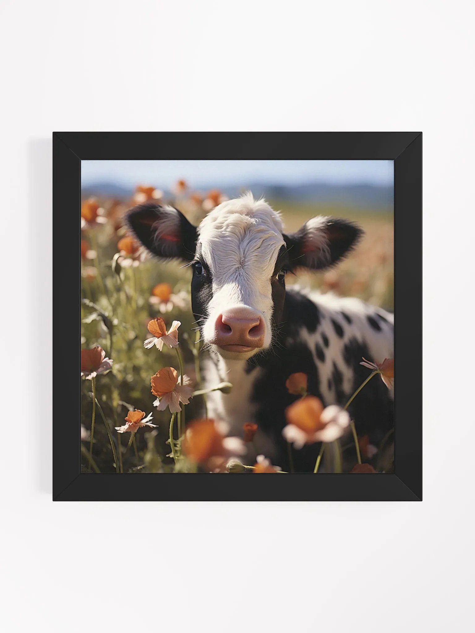 Cow In a Field of Flowers Farm Animal Wall Art product image (10)