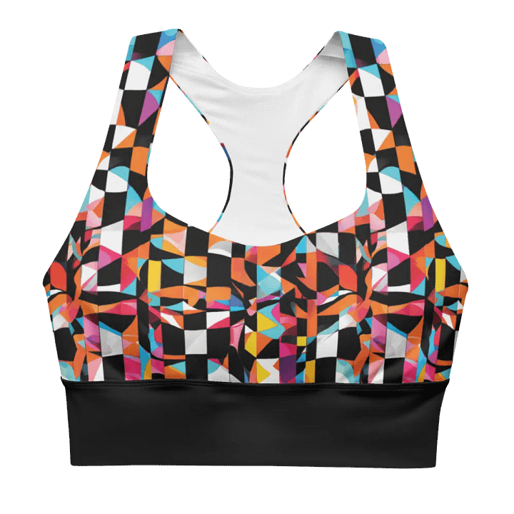 High-Impact Bra "Colorful Modern Abstract Checkered Art Printed" product image (1)
