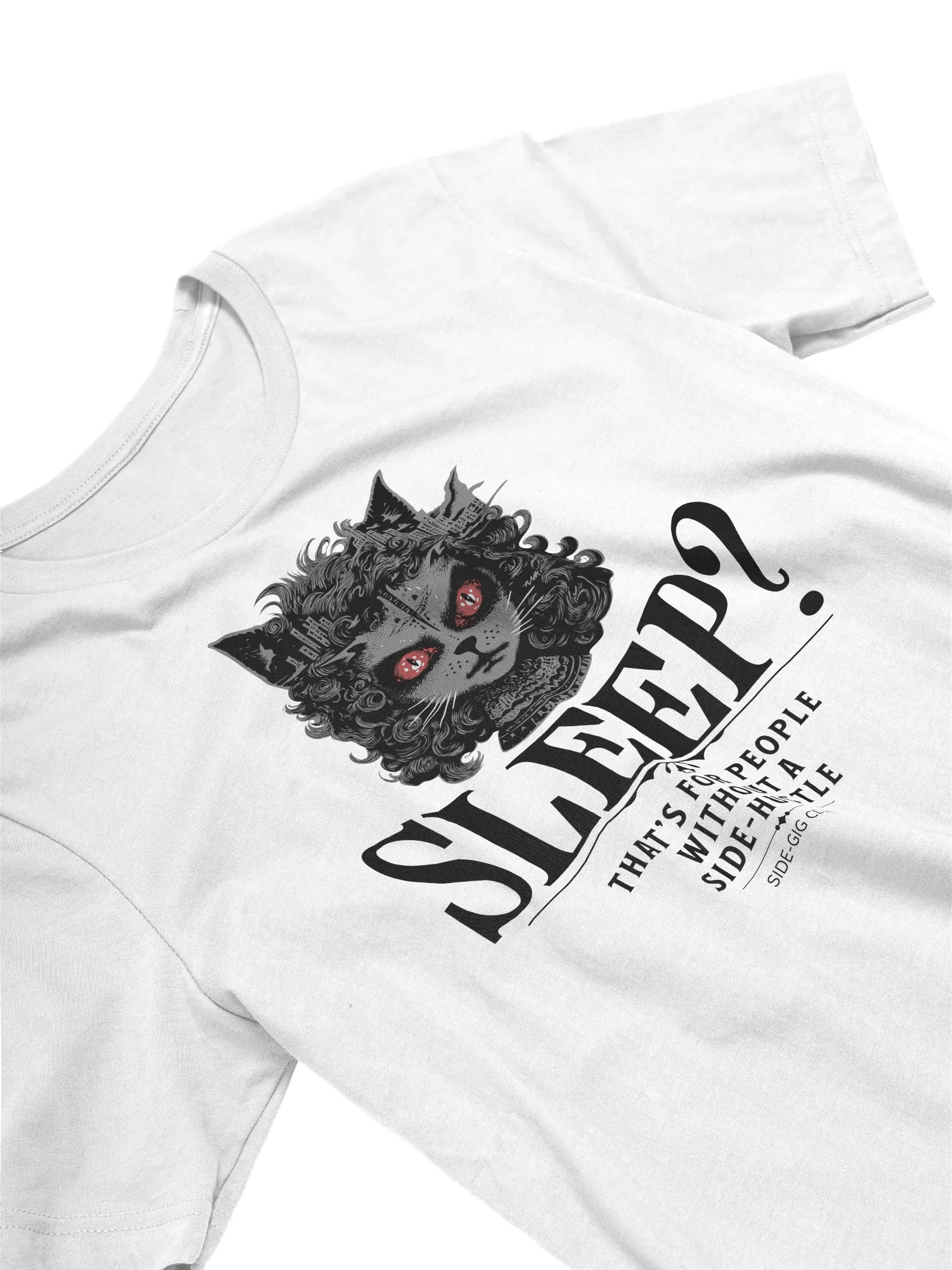 Sleepless Hustle: No Sleep, Just Side-Gigs in Vivid Black T-Shirt product image (6)