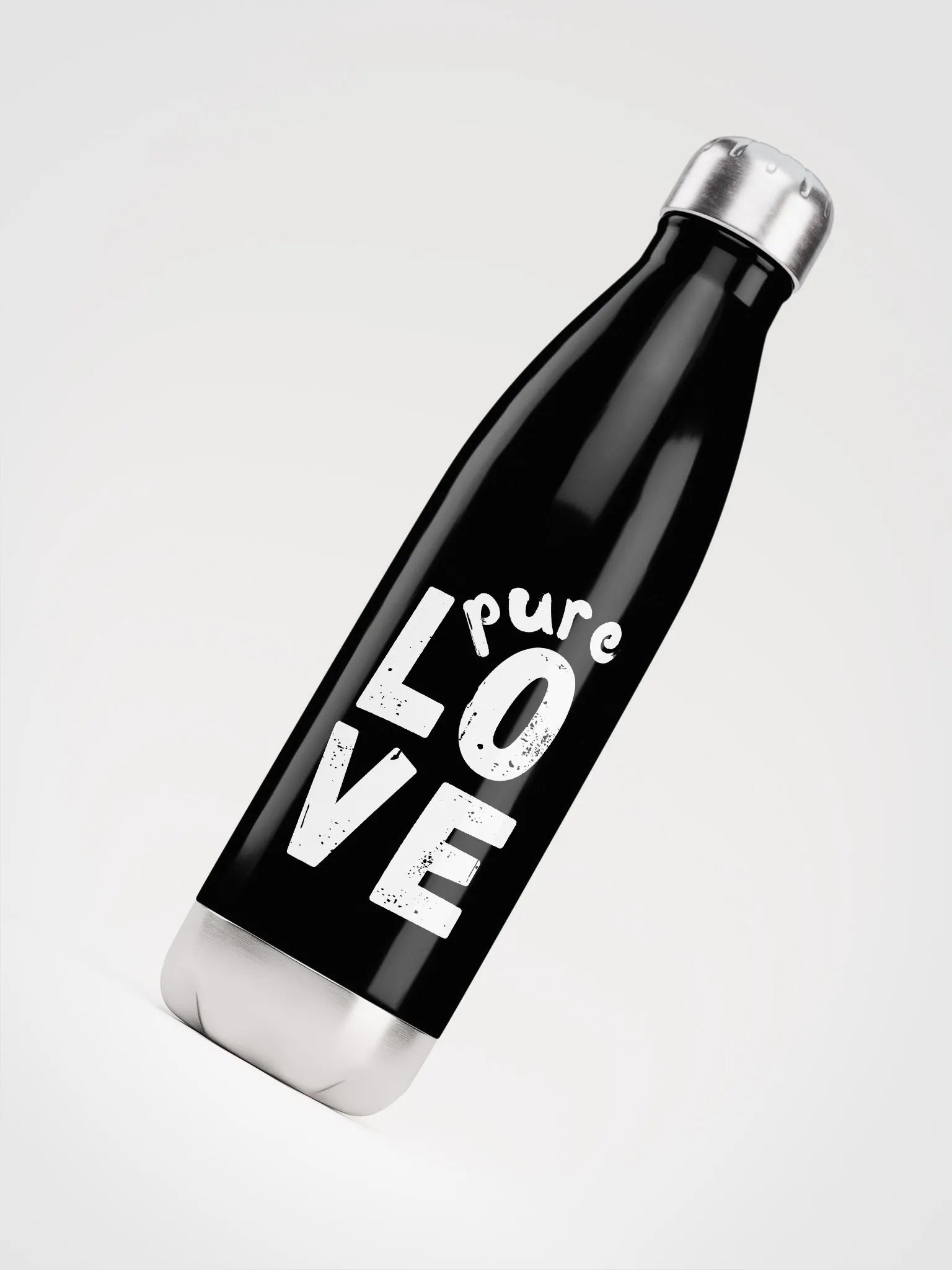 Pure Love white on black Stainless Steel Water Bottle product image (4)