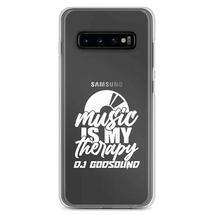 Clear Case for Samsung® "Music Is My Therapy" Slogan in White Font Style by DJ GodSOUND product image (2)