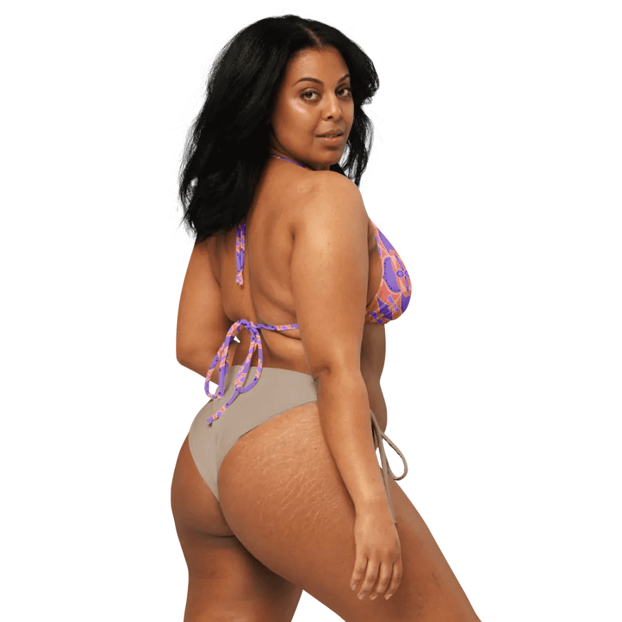 Pastel Orange and Mauve Pattern String Bikini Top product image (3)