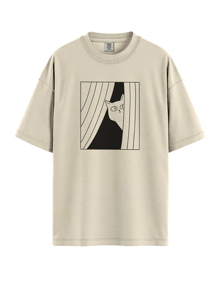 Peeking Cat Window T-Shirt – Minimal Line Art Tee product image (1)