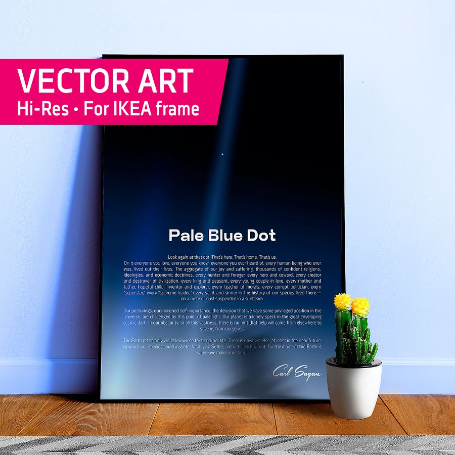 Pale Blue Dot poster, NASA Voyager 1 with Carl Sagan quote — Space poster product image (1)