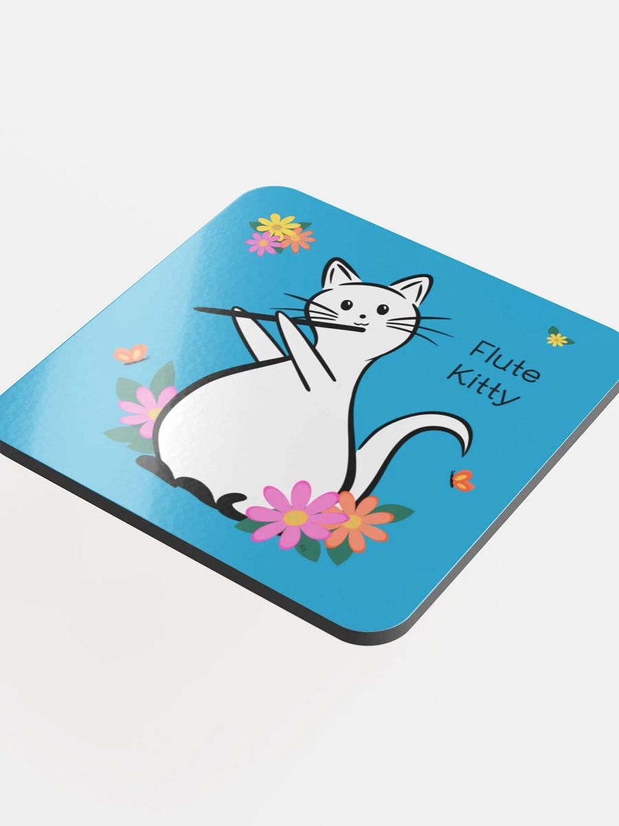 Flute Kitty Glossed Cork Coaster - Flute product image (4)
