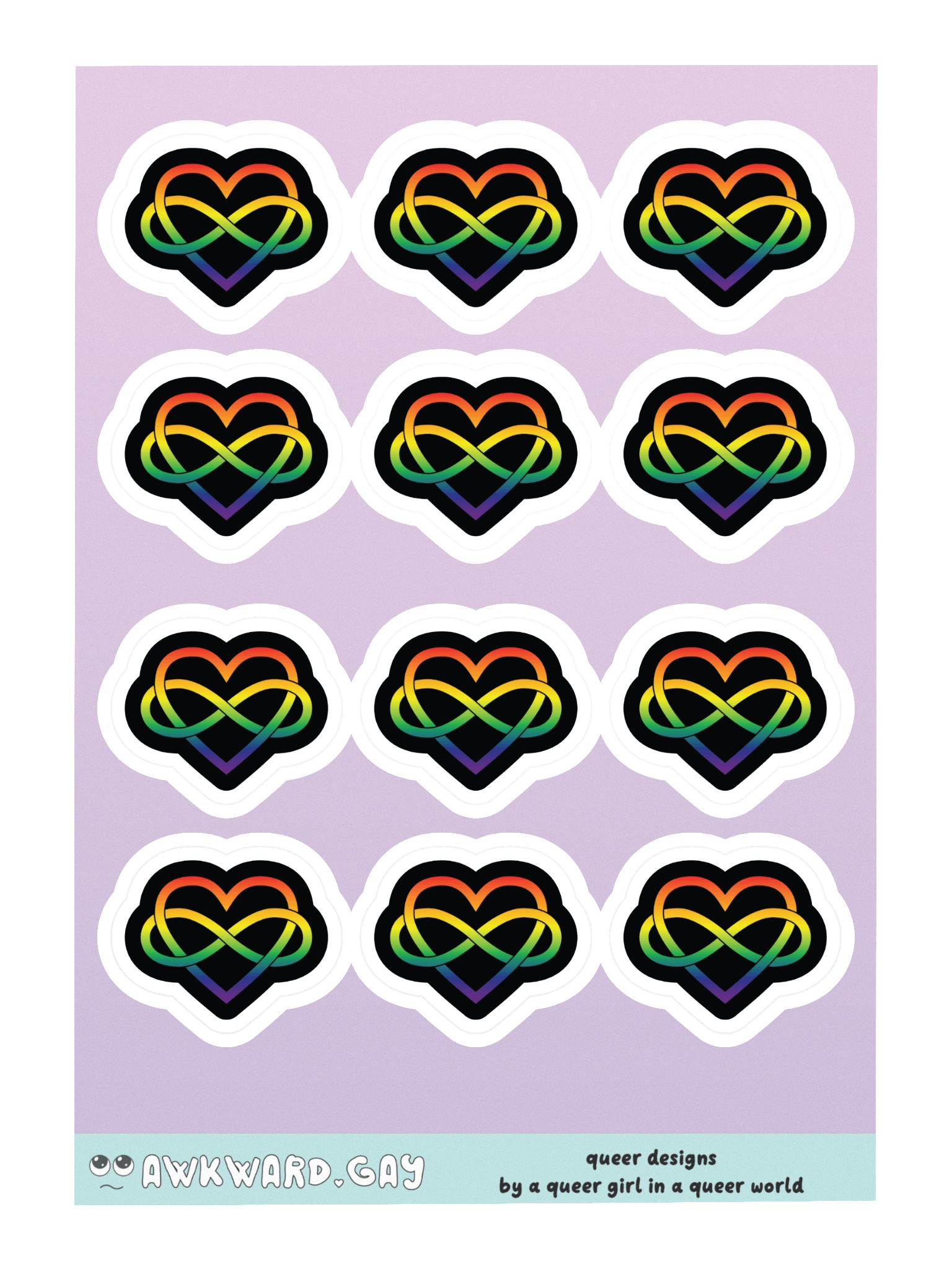 Rainbow Pride Gradient Polyamory Infinity Heart Sticker Sheet product image (3)