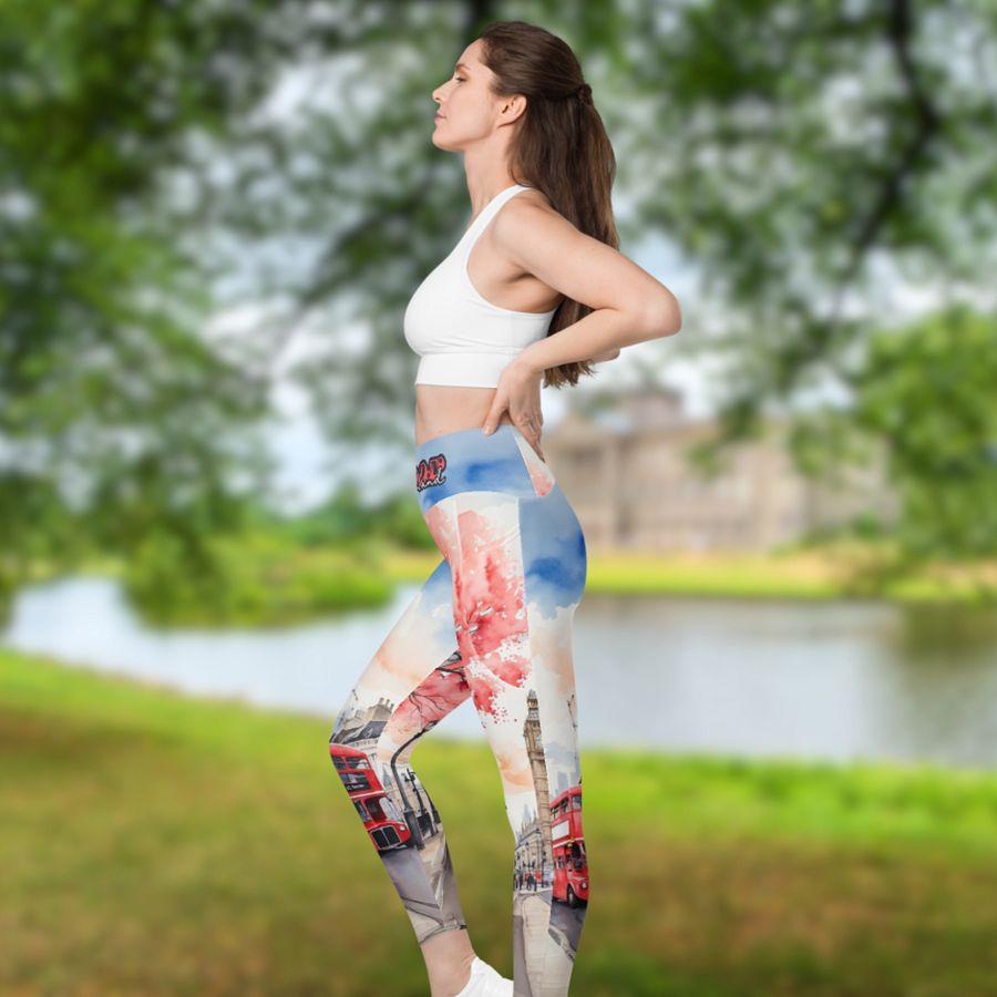 London England Watercolor All Over Print Leggings product image (3)
