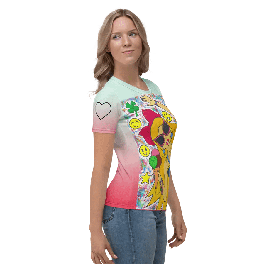 Girl with the ice cream (art by Dina R.) tempera painting picture - Womens Crew Neck T-Shirt product image (3)