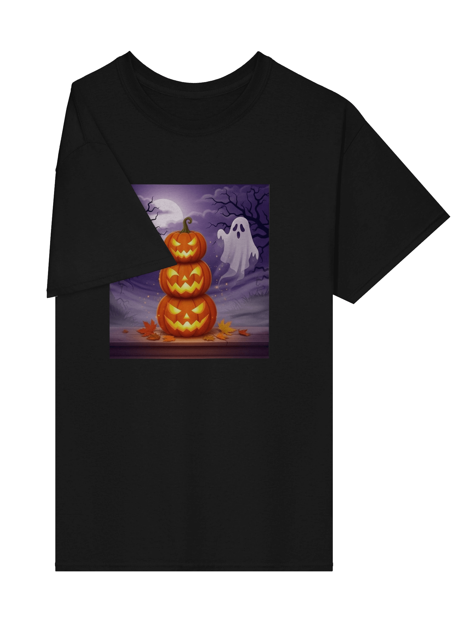 Haunted Pumpkins & Friendly Ghost - Halloween Moonlit Night Design for Festive Merchandise product image (4)