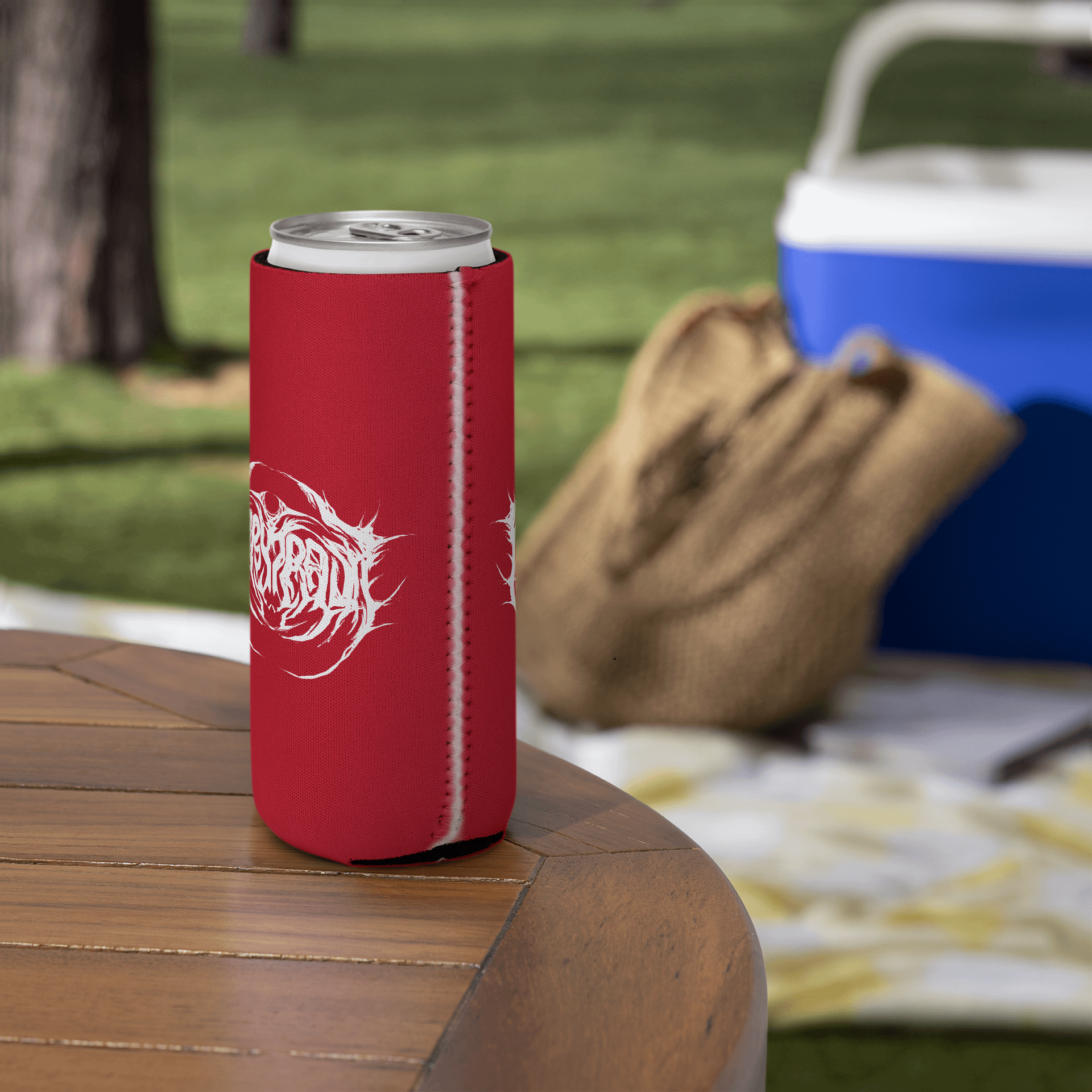 Metal Logo Koozie - White Print on Red product image (5)