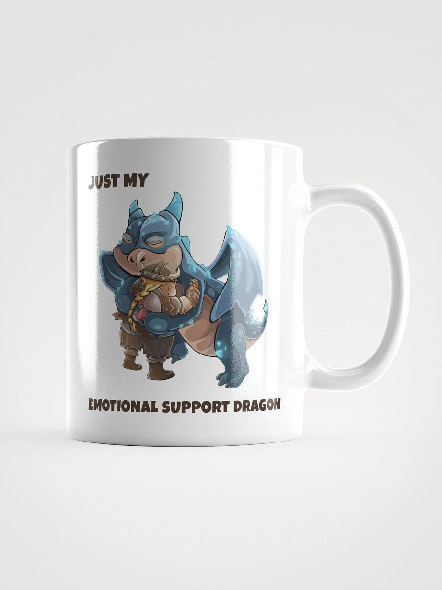 Emotional support Dragon & Viking Warrior white ceramic mug 11oz 15oz 20oz for gamers and fantasy fiction lovers product image (1)