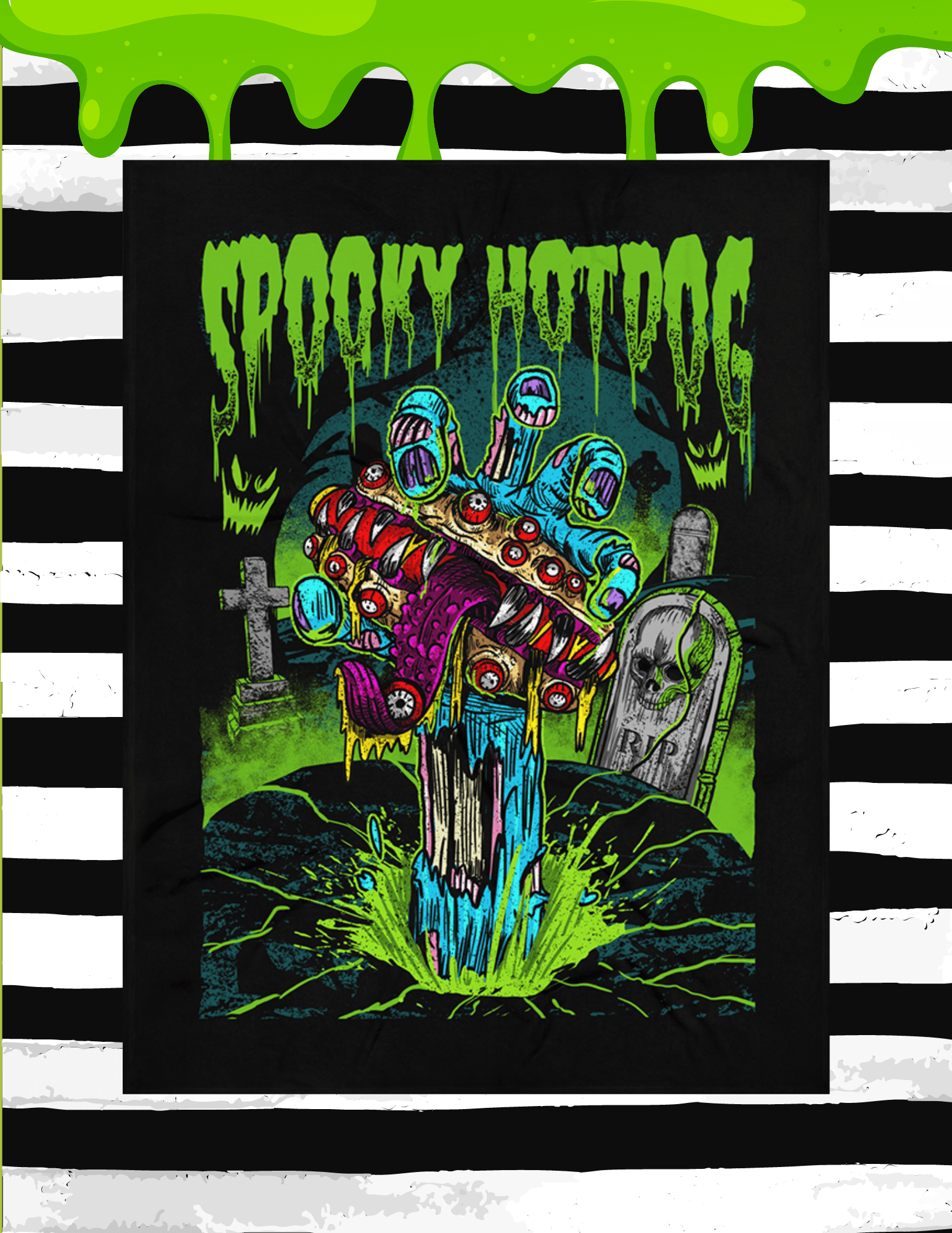 Spooky Hotdog Creature Feature Throw Blanket product image (1)