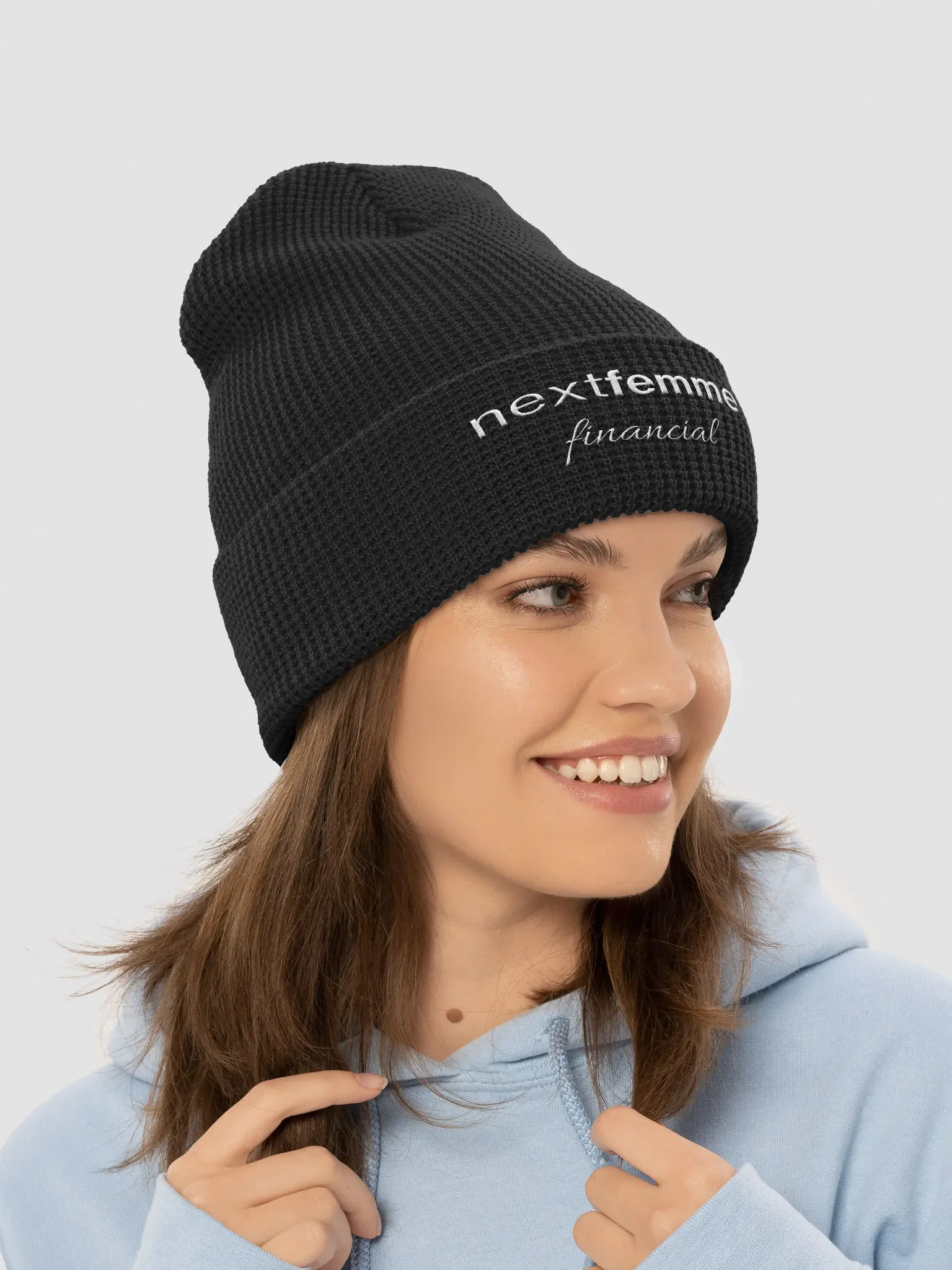 Cozy Honeycomb Waffle Beanie with White Logotype product image (4)