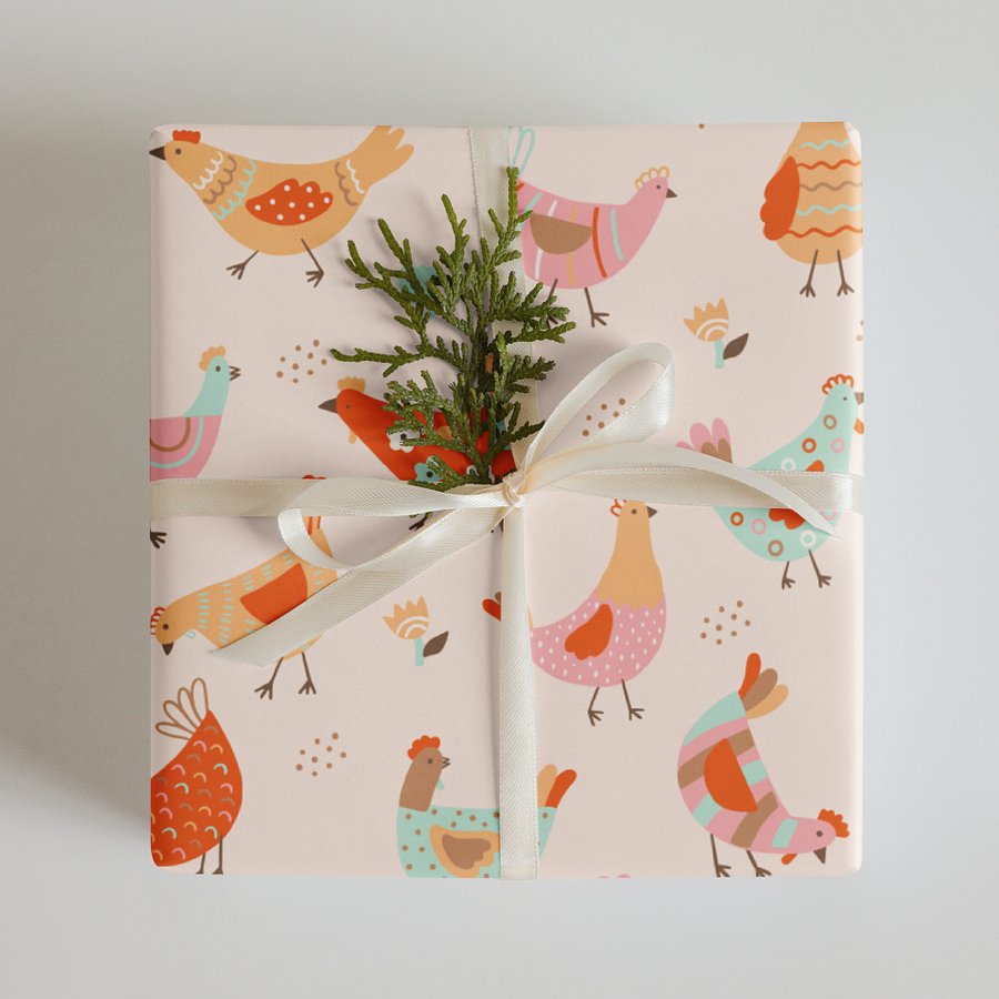 Pastel Chicken Wrapping Paper Sheet SET product image (5)