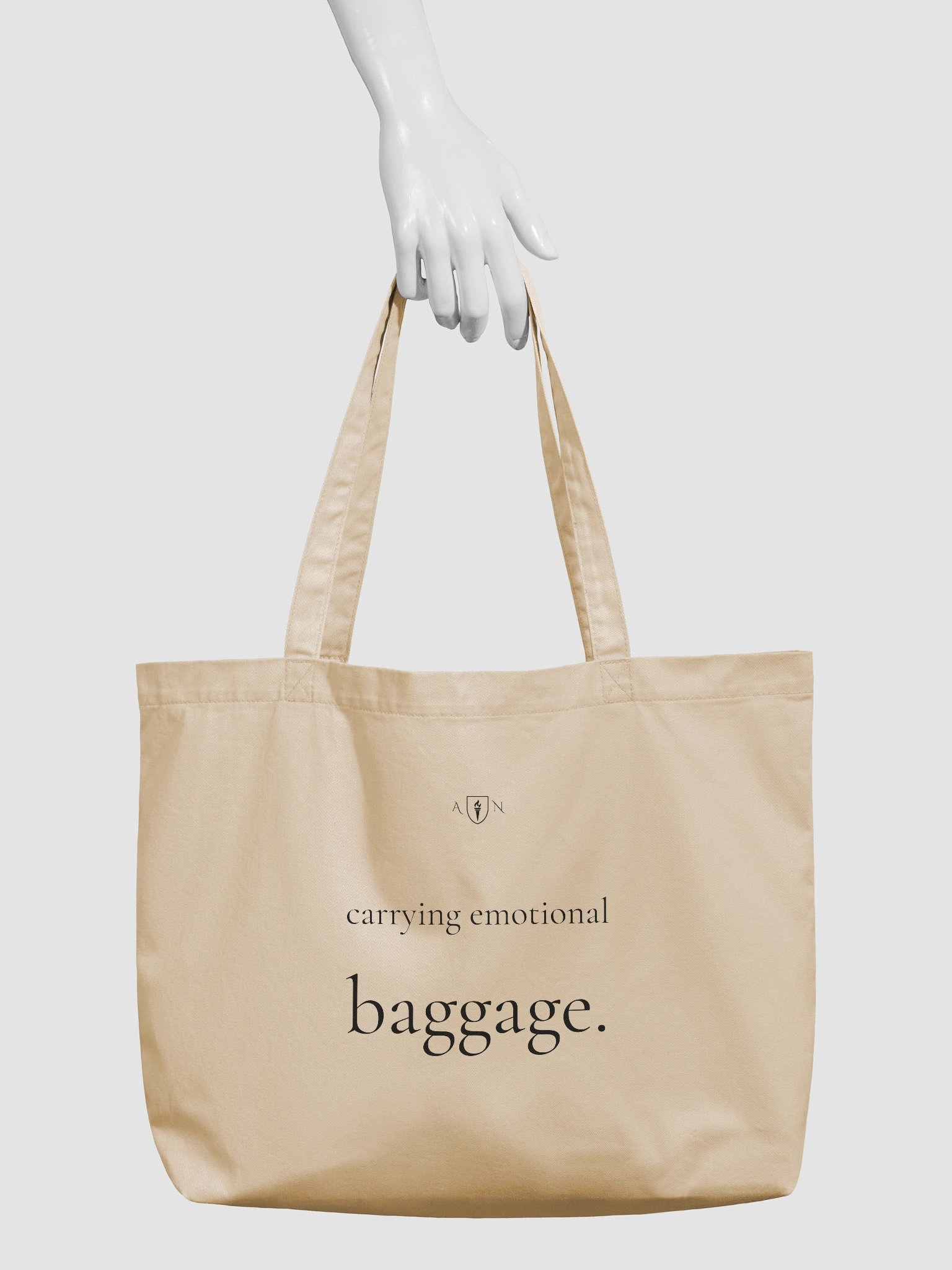 Royal Parody – “Carrying Emotional Baggage” Oversized Organic Cotton Tote (20″ × 14″ × 5″) | As Never Collection product image (3)
