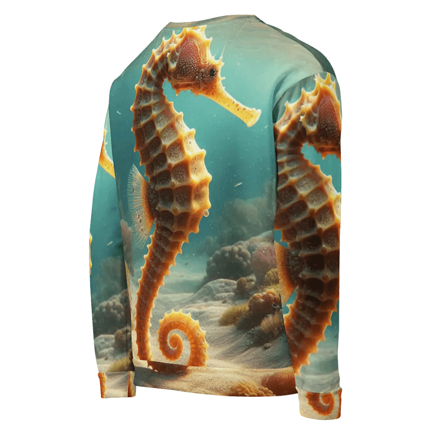 Serene Seahorse All-Over Print Sweatshirt | AI Design seahorse the beauty of the underwater world product image (5)