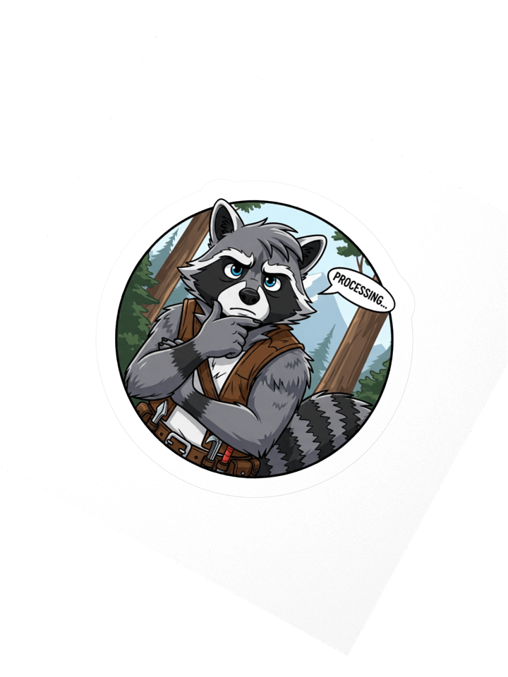 Thoughtful Raccoon Process Sticker product image (2)