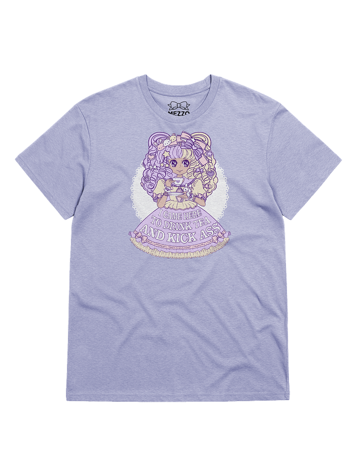 𝑬𝑼⧸𝑼𝑲 I Came Here to Drink Tea & Kick Ass (OTT, Lavender) organic cotton t-shirt product image (1)