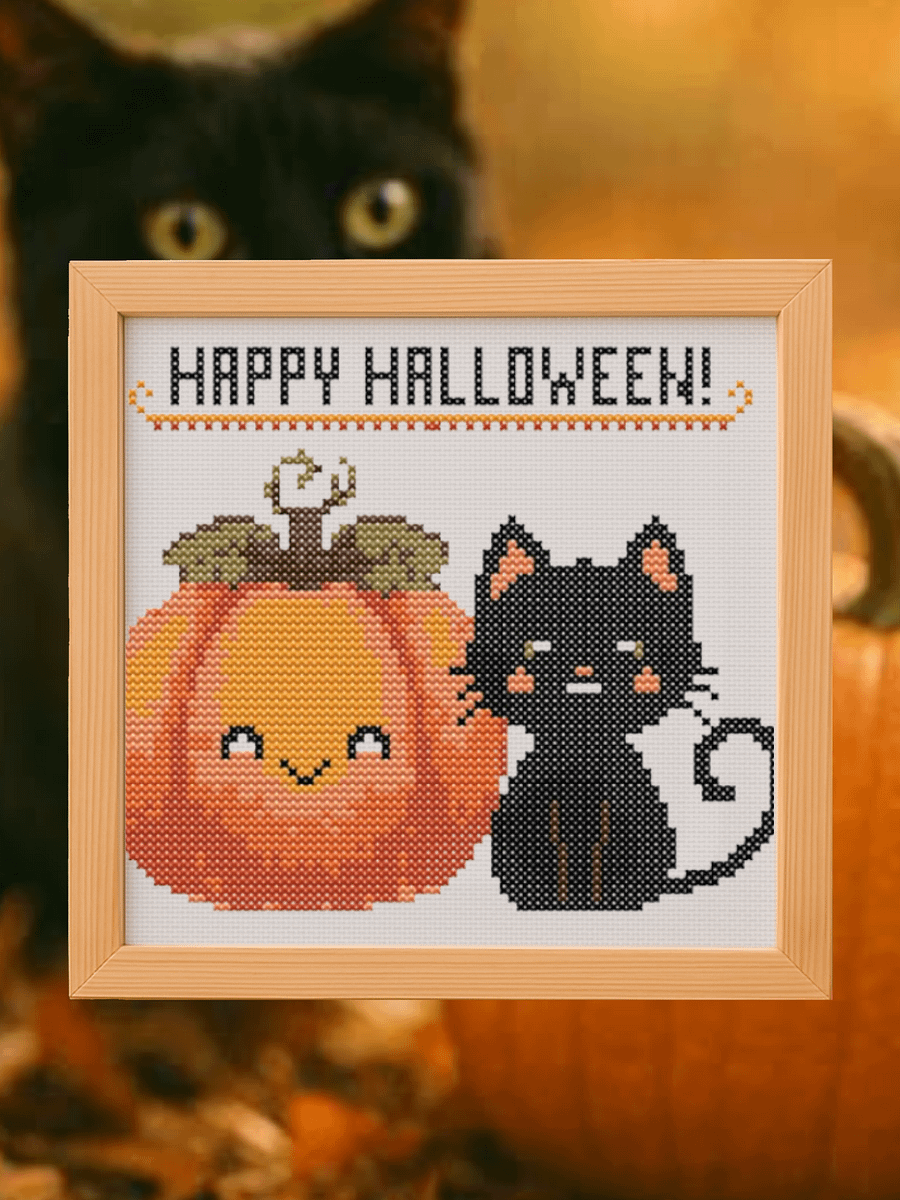 Pumpkin & Paws Cross Stitch Pattern product image (1)